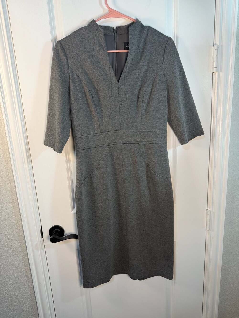 Adrianna Papell Grey Ponte Knit Sheath Dress Size 6